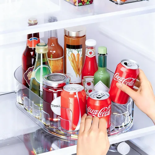 Vista 8 de Organizador de bebidas para refrigerador, dispensador organizador de latas de soda para refrigerador con deslizamiento automático de empuje, 3 filas