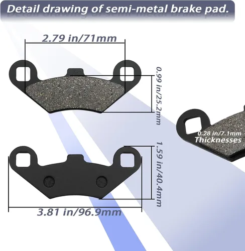 Vista 7 de Pastillas de freno delanteras y traseras para Polaris Sportsman 400 450 500 600 700 800 EFI/HO 2x4 4x4, Scrambler 400 500, Trail Boss 330, Magnum