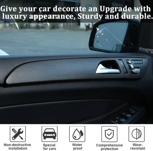 Vista 3 de Plástico ABS de grano de madera de roble para Mercedes Benz ML GLE W166 GL GLS X166 2012-2019 Manija de puerta interior de automóvil Accesorios