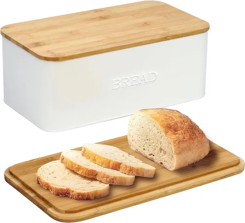 Vista 9 de Caja de pan negra, caja de pan rústica, caja de pan vintage para encimera de cocina, panera negra