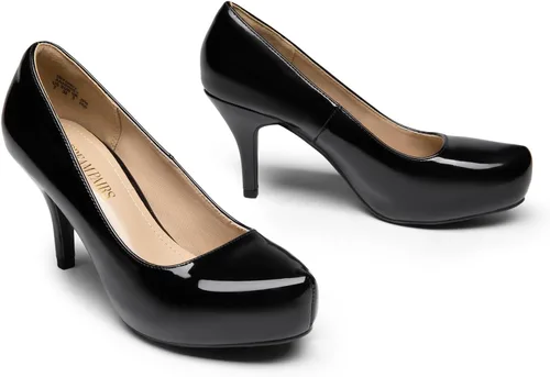 Vista 4 de DREAM PAIRS - Zapatos Tiffany de tacón clásicos, elegantes y versátiles con tacón de aguja bajo y plataforma, zapatos de vestir para mujer