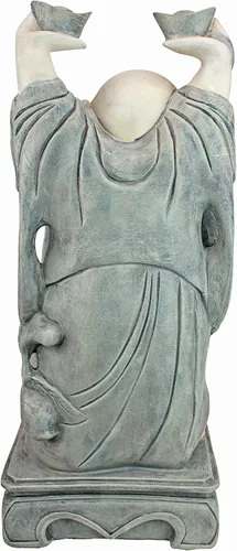 Vista 4 de Design Toscano Jolly Hotei Laughing Man - Estatua de jardín para interiores y exteriores, 26 pulgadas de alto, resina de piedra fundida, acabado