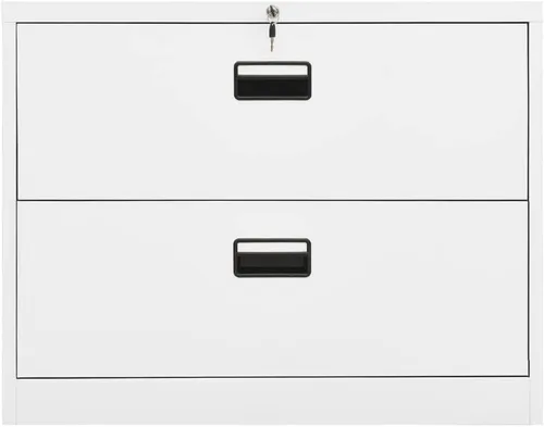 Vista 5 de Archivador de metal de 2 cajones, archivador de acero para oficina con cerradura para el hogar y la oficina, 35.4 x 18.1 x 28.5 pulgadas (blanco)