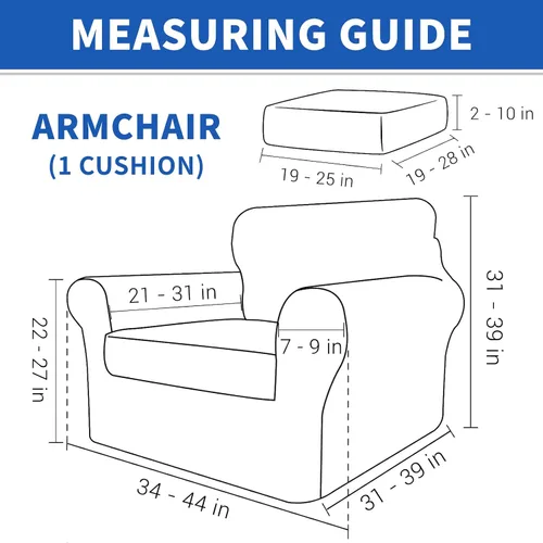 Vista 6 de ZNSAYOTX 2 fundas para sillas con brazos para sala de estar, súper suave, con funda de cojín de asiento, gruesa, duradera, mezcla de elastano, alta