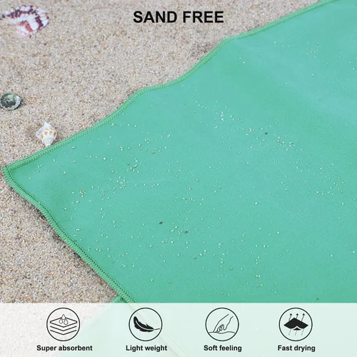 Vista 5 de Toalla de microfibra Rainleaf perfecta para viajes y gimnasio y camping. Secado rápido - Super absorbente - Ultra compacta - Liviana. Adecuada