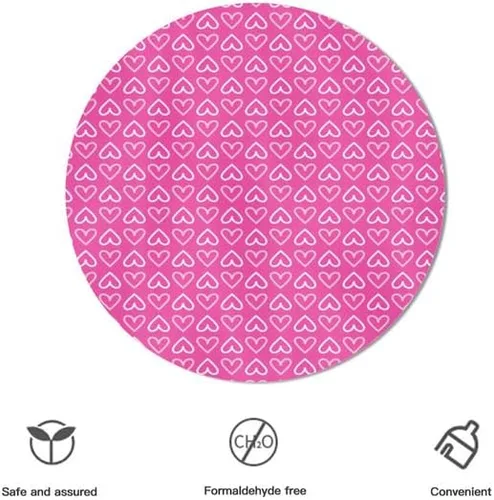 Vista 3 de Cute Round Tablecloth Heart-Shaped Table Cloth Decor Washable Table Cover with Wrinkle Resistant for Home Kitchen Dining Room Picnic Camping Party