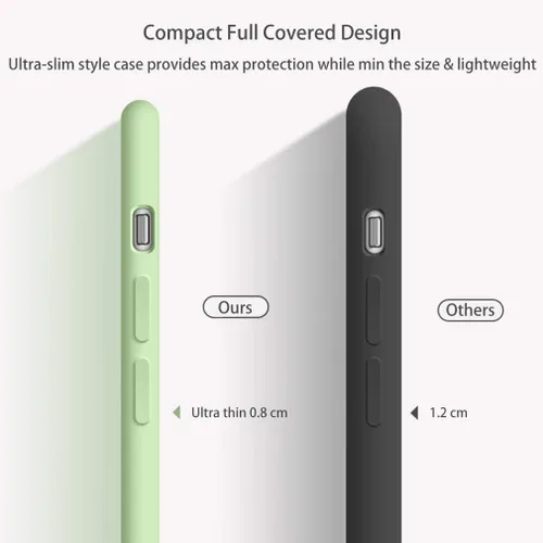 Vista 5 de Fundas delgadas de silicona líquida para iPhone 11 Pro, antiarañazos y huellas dactilares, forro de microfibra de absorción de impactos, goma de gel