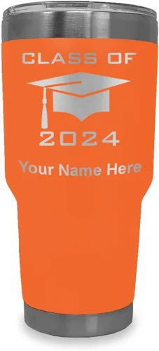 Vista 9 de LaserGram Vaso aislado al vacío de 20 onzas, grado de tapa clase de 2024, 2025, 2026, 2027, 2028, grabado personalizado incluido (negro)
