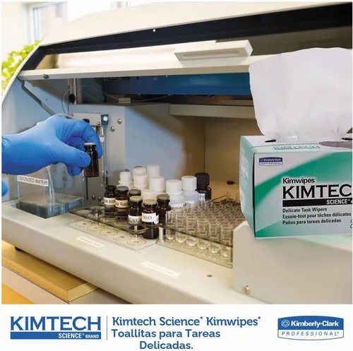 Vista 3 de Kimtech 34120 KIMWIPES Limpiaparabrisas delicados, 1 capa, 4 2/5 x 8 2/5, 280/caja, 30 cajas/cartón