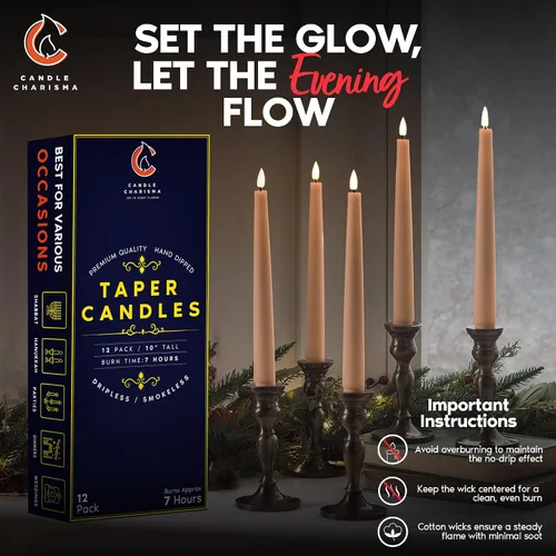 Vista 7 de Peach - Velas cónicas de 10 pulgadas, paquete de 12 velas de primera calidad, sin perfume, sin goteo y sin humo, para decoraciones de cumpleaños