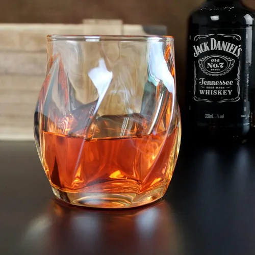 Vista 6 de Juego de 2 vasos de whisky, vasos de rocas, vasos de 8.5 OZ, vasos de cóctel de cristal creativos con diseño retorcido para bourbon, escocés