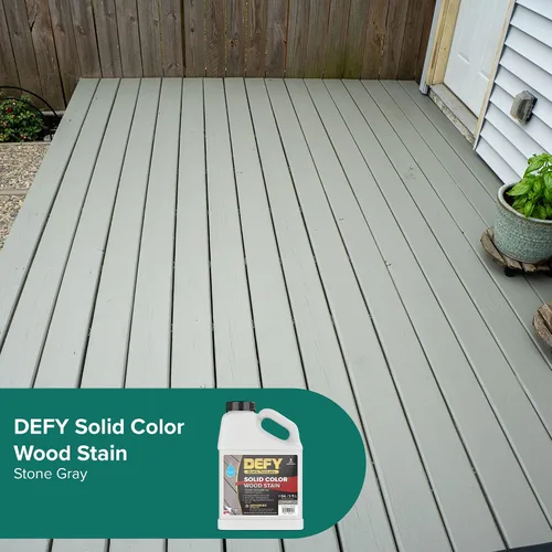 Vista 5 de DEFY Tinte de madera de color sólido - Piedra gris, 1 galón - Pintura duradera para terrazas y cercas de madera – Resistente a los rayos UV, pintura