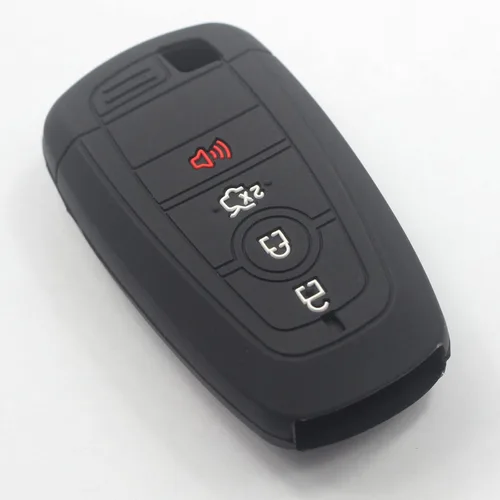 Vista 3 de 2 fundas de silicona de goma negra con 4 botones para llavero inteligente sin llave compatible con Ford Edge Bronco Ranger Escape Explorer Maverick