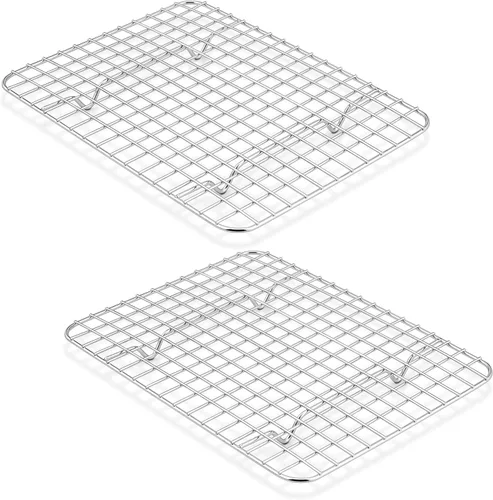 Vista 9 de TeamFar Juego de 2 mini rejillas de enfriamiento, acero inoxidable 8.75'' x 6.25'' rejilla de parrilla para horno tostador para hornear, asar, asar