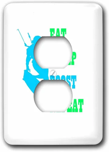 Vista 2 de 3dRose Kitesurfer Life Eat Sleep Boost Repeat Blue And Green Vector Art single toggle switch