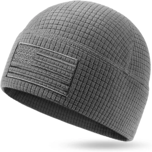 Vista 7 de OUTDOOR SHAPING Gorro de forro polar con bordado de bandera americana en cuadrícula, táctico, militar, gorra de cráneo del ejército