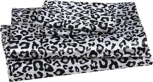 Vista 18 de Beatrice Home Fashions Juego de sábanas Queen de satén 100% poliéster Leopardo