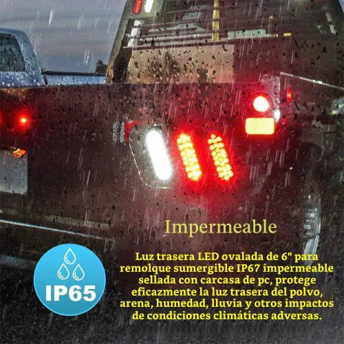 Vista 5 de NPAUTO 4 luces LED ovaladas de 6 pulgadas, 24 luces LED blancas de respaldo reverso, impermeable, parada de remolque, luz trasera para caravanas