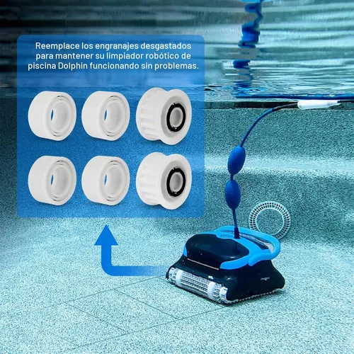 Vista 6 de Kit de ruedas guía y engranajes de polea para Maytronics Dolphin