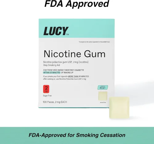 Vista 6 de LUCY NRT - Goma de mascar de nicotina, ayuda para dejar de fumar, sabor a menta, 2 mg 100