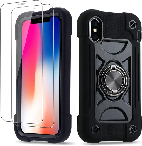 Vista 42 de Funda para iPhone Se3/iPhone Se2, iPhone 6/6S, iPhone 7/iPhone 8 de 4.7 pulgadas con soporte de anillo, con 2 protectores de pantalla resistentes