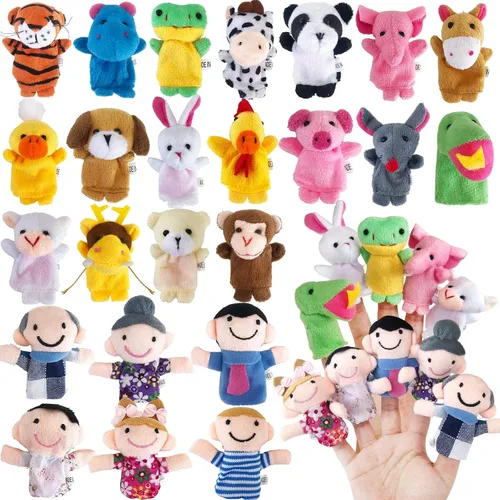 Vista 8 de 14 piezas de manos de dedo diminutas, manos de dedo mini de goma premium, marionetas de mano plana estilo mini para espectáculo de títeres 14 manos