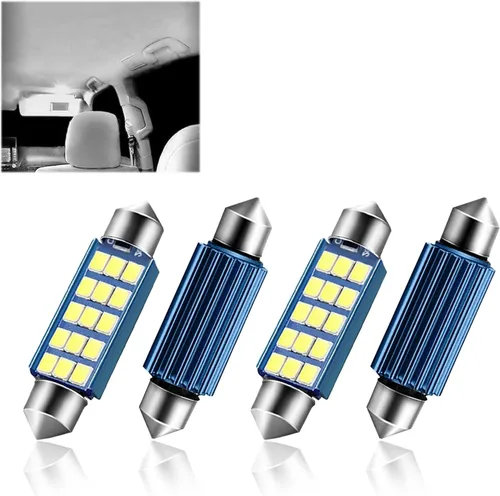 Vista 10 de 2 piezas de focos LED extremadamente brillantes 578, 1.59" 6500K 2835 chipsets 400LM luz de lectura de techo de doble punta para luces LED