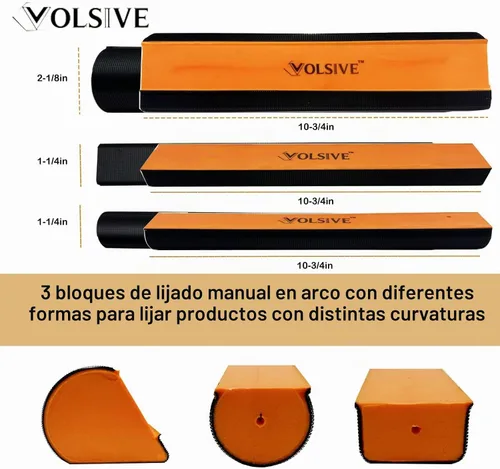 Vista 3 de VOLSIVE Juego de 7 piezas de bloque de lijado manual, almohadilla de lijado manual rectangular, gancho y bucle intercambiables de formas variadas
