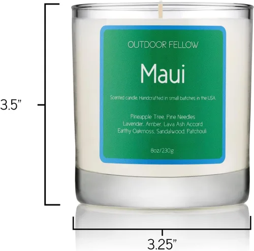 Vista 7 de Maui Vela perfumada Outdoor Fellow Vela perfumada de isla Tiempo de combustión de más de 40 horas Mezcla de cera de coco y albaricoque