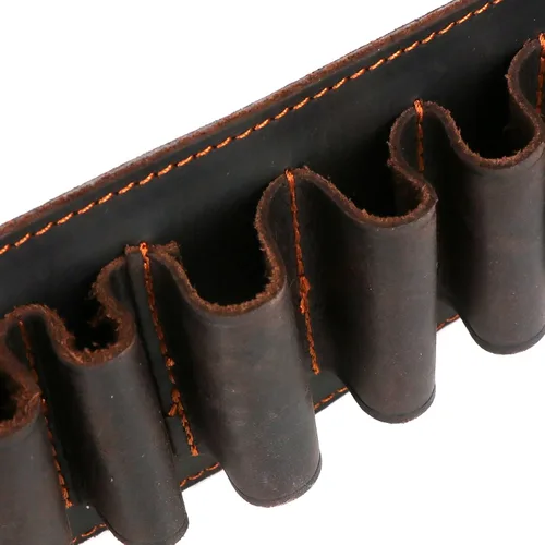 Vista 6 de TOURBON - Cinturón ajustable para munición con 2 bolsas 25 Individual Leather Cartridge Loops, 2.95" Wide Bandolier, Fit 38–46" Waist, 3 Metal