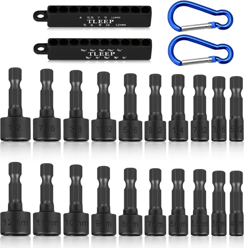 Vista 12 de Juego de tuercas de impacto de 150 mm con 1/4" 5/16" 3/8" de potencia magnética, juego de brocas de taladro hexagonal para llave de impacto, juego