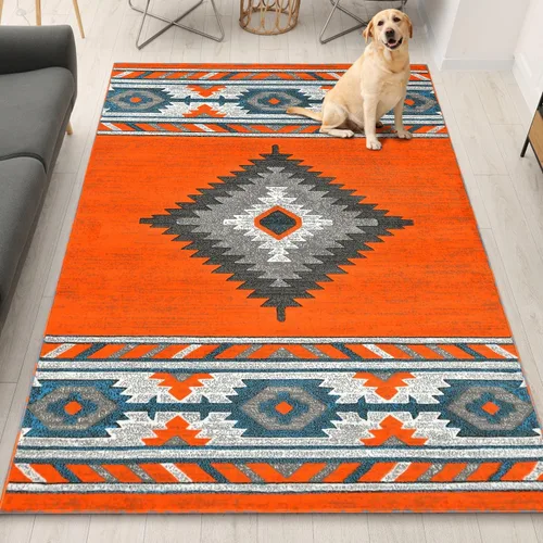Vista 16 de YHSF South West - alfombra nativa americana del suroeste, fácil de limpiar, gruesa, suave y duradera, alfombra tribal inspirada en indios americanos