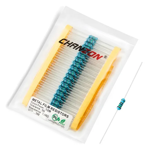 Vista 41 de Chanzon 100pcs 1/2W (0.5W) 1 Ω ohmios Resistencia fija de película metálica 0.01 ±1% Tolerancia 1R MF Orificio pasante Resistencias limitadoras