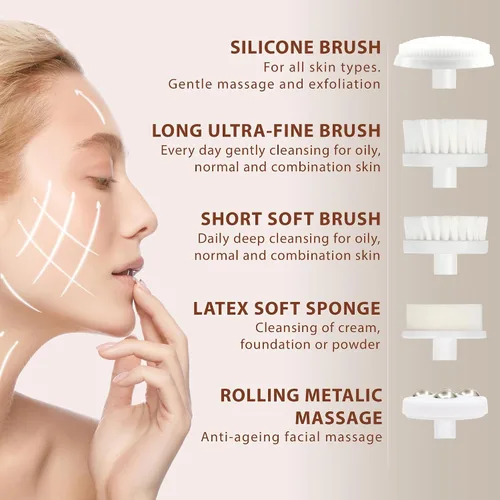 Vista 2 de Cepillo de Limpieza Facial Exfoliante para el Rostro Limpiador Exfoliante para el Cuidado de la Piel Lavado para Mujeres Niñas Exfoliante Eléctrico