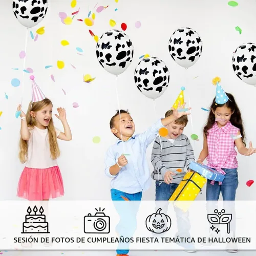 Vista 7 de 25 globos de vaca divertidos con estampado de vaca para fiesta de vaqueros, temática de vaquero occidental, suministros de recuerdo de fiesta