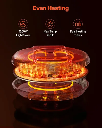 Vista 3 de VEVOR Horno de pizza, máquina eléctrica de pizza de 12 pulgadas, cocina eléctrica de pizzas de 1200 W con revestimiento antiadherente, apertura