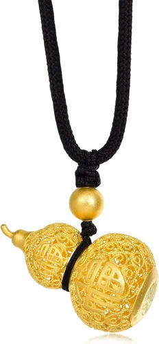 Vista 3 de CHOW SANG SANG Cultural Blessings 999.9 - Collar de oro macizo de 24 quilates, precio por peso, oro de 0.22oz, calabaza Wulu para mujeres y hombres
