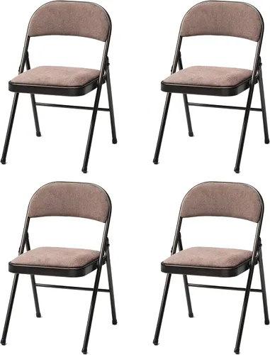 Vista 11 de MECO Paquete de 4 sillas plegables acolchadas portátiles, silla plegable de tela metálica ligera y acolchada, comodidad repentina, color negro