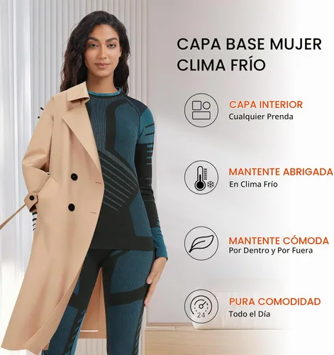 Vista 4 de MEETWEE Ropa interior térmica para mujer, conjunto de compresión de capa base cálida para invierno, forro polar, pantalones largos para correr