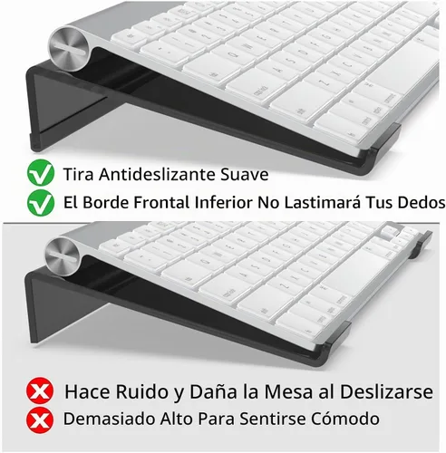 Vista 5 de Soporte de teclado de acrílico para escritorio de computadora, elevador de teclado con inclinación y elevación, soporte de teclado para escritorio