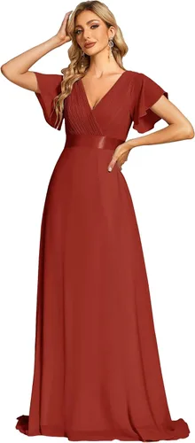 Vista 37 de Ever-Pretty Vestidos formales de mujer para madre de la novia, de manga corta, de chifón, con cintura imperio, de largo hasta el suelo, para dama