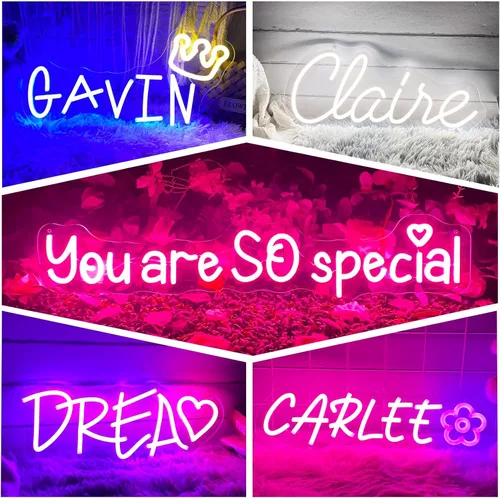 Vista 3 de Letrero de neón personalizado para decoración de pared, letrero de neón personalizable con nombre de neón LED, decoración de dormitorio, letrero