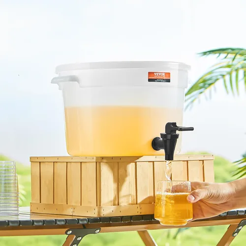 Vista 9 de VEVOR Dispensador de bebidas, 3 galones *2 dispensadores de bebidas para fiestas, dispensador de jugo de plástico con llave y tapa, dispensador