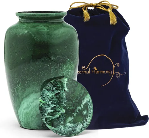 Vista 18 de Eternal Harmony Urna grande para cenizas, urna de cremación masculina y femenina para cenizas humanas con acabados elegantes, sello seguro y bolsa