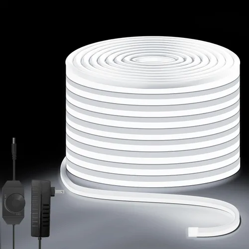 Vista 11 de Luces LED de Neón, Tiras de Luces LED Regulables de 12V, Blancas Cálidas, 5m/16.4ft, Luces de Cuerda LED de Neón Impermeables, Tira de Luces LED