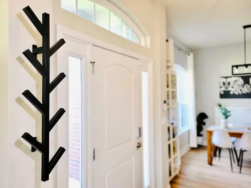 Vista 2 de Premium Racks - Perchero para abrigo y sombrero, diseño moderno, montado en la pared, elegante, negro