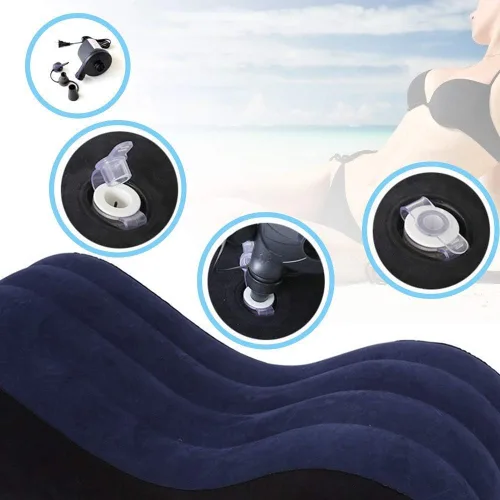Vista 3 de COSWE Almohada en forma de cuña, almohada lumbar triangular inflable de aire, almohada inflable de aire, adecuada para varias posturas con pequeña