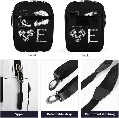 Vista 4 de Motocross Love Small Crossbody Bag Mini Shoulder Bag for Men Adjustable Satchel Bag Messenger Bag