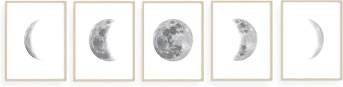Vista 12 de HAUS AND HUES Arte de pared de fases lunares para dormitorio, juego de 3 impresiones de fase lunar, obras de arte de etapas de la luna, decoración