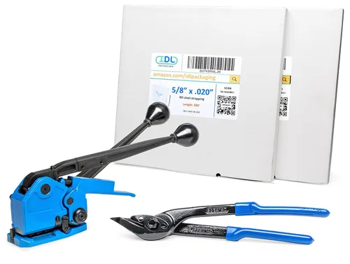 Vista 7 de IDL Packaging Ultimate Kit de flejado de acero de 1/2 pulgada x 200 pies, resistencia a la rotura de 1100 libras - Herramienta de combinación 3